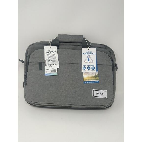 Solo New York Briefcase for 15.6" Laptop - Heathered Gray NIB - Picture 1 of 4